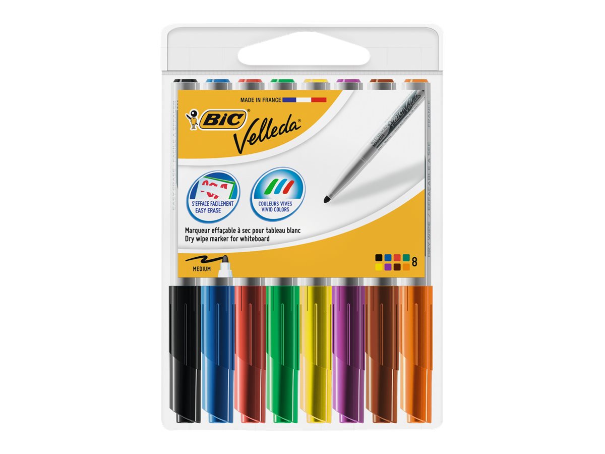 BIC Velleda 1741 Whiteboard-Marker, Rundspitze, 1,4 mm, 8er-Set