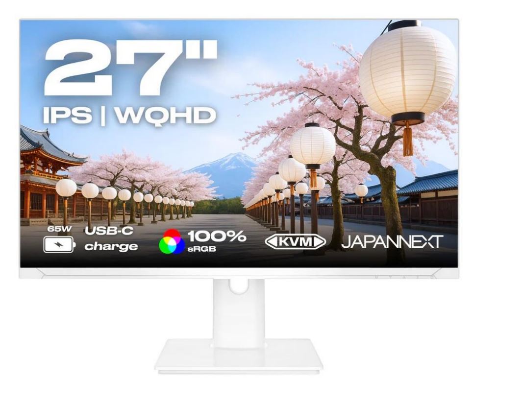 JAPANNEXT WQHD Monitor 68,6 cm (27") 2560x1440 Pixel,IPS Panel, 8 ms, 75 Hz, AMD FreeSync, HDMI, DisplayPort (JN-IPS270WQHD75F-C65W-HSP-W)