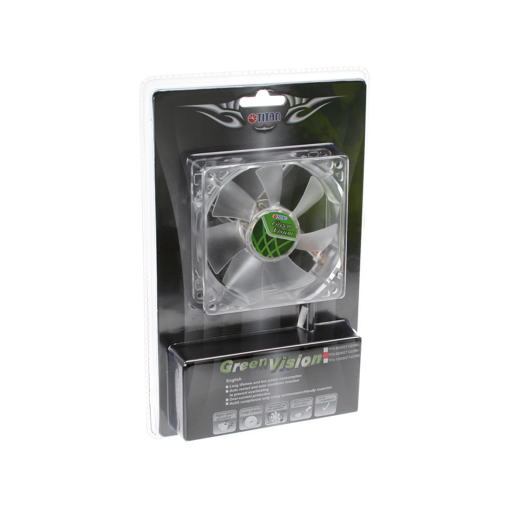 TITAN Green Vision TFD-9225GT12Z 92 mm Gehäuselüfter Transparent