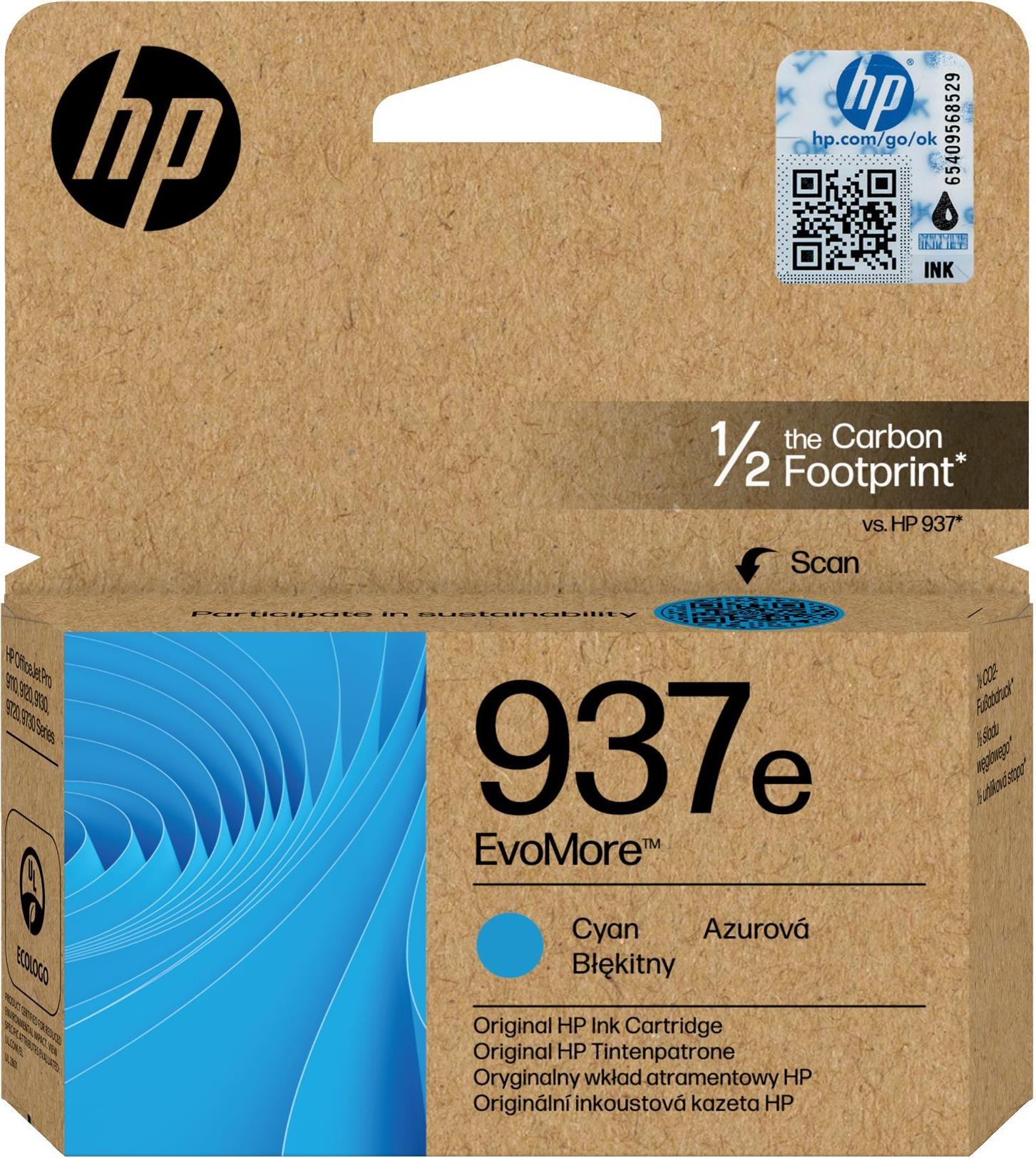 HP 937e EvoMore Cyan Original Ink Cartridge (4S6W6NE#CE1)