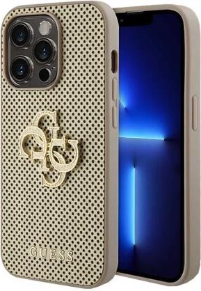 GUESS Hard Cover Perforated 4G Metal Logo Gold, für Apple iPhone 14 Pro Max, GUHCP14XPSP4LGD (GUHCP14XPSP4LGD)