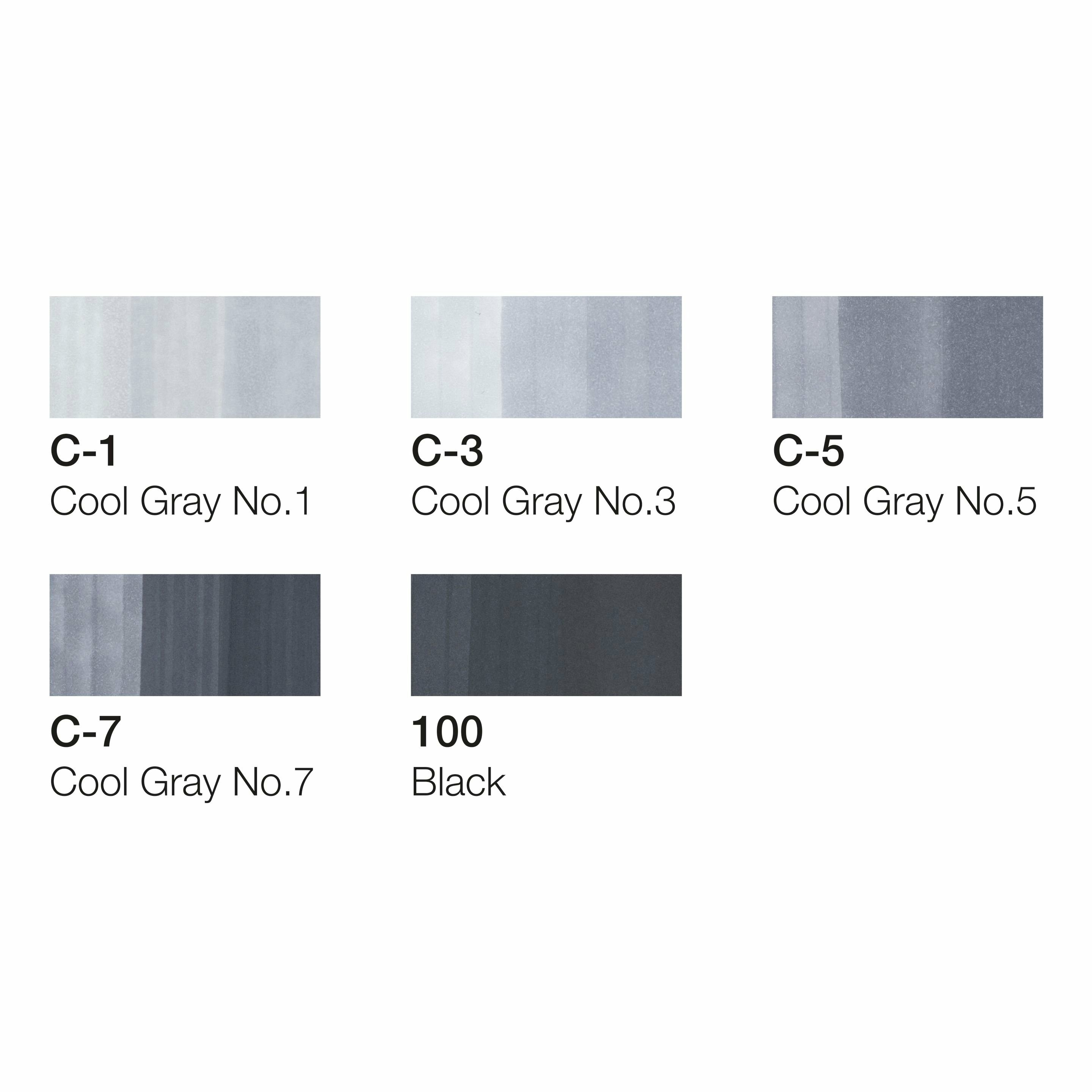 COPIC Ciao 5+1 Set Cool Grey 6 Stück Grau, Hellgrau