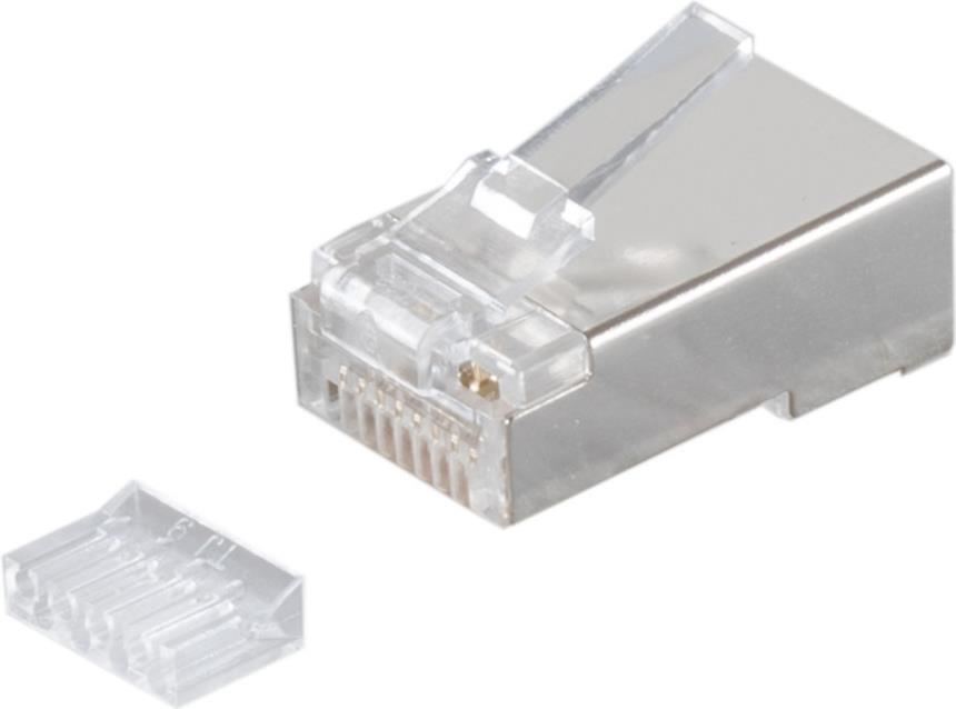 S/CONN maximum connectivity Modularstecker-Netzwerk Modular Stecker 8polig, 8 Kontakte belegt, geschirmt, vergoldete Kontakte, 50µ, mit Einführhilfe, cat. 6a (72061-R)