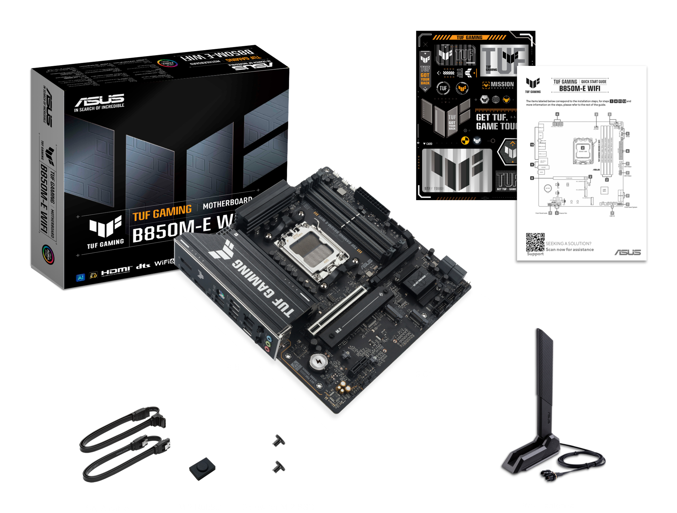 ASUS TUF GAMING B850M-E WIFI Mainboard Socket AM5 AMD B850 DDR5 Micro ATX Wi-Fi 6E Grau