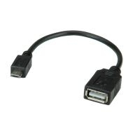 VALUE USB 2.0 Kabel, USB 2.0 Typ Micro B - Typ A BU, OTG 0,15 m (11.99.8311)