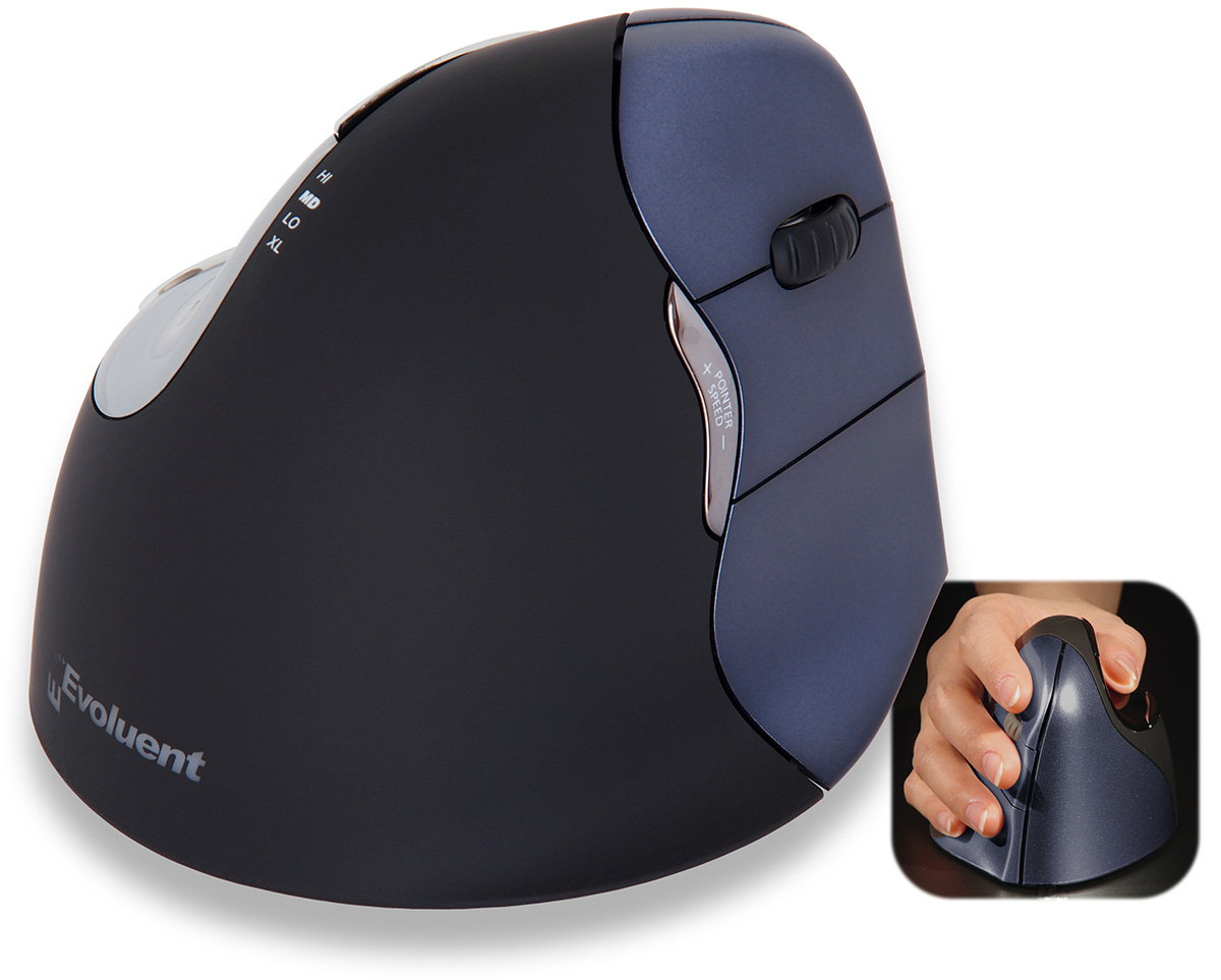 Evoluent VerticalMouse 4 Right 6 Tasten RF Wireless Schwarz, Grau