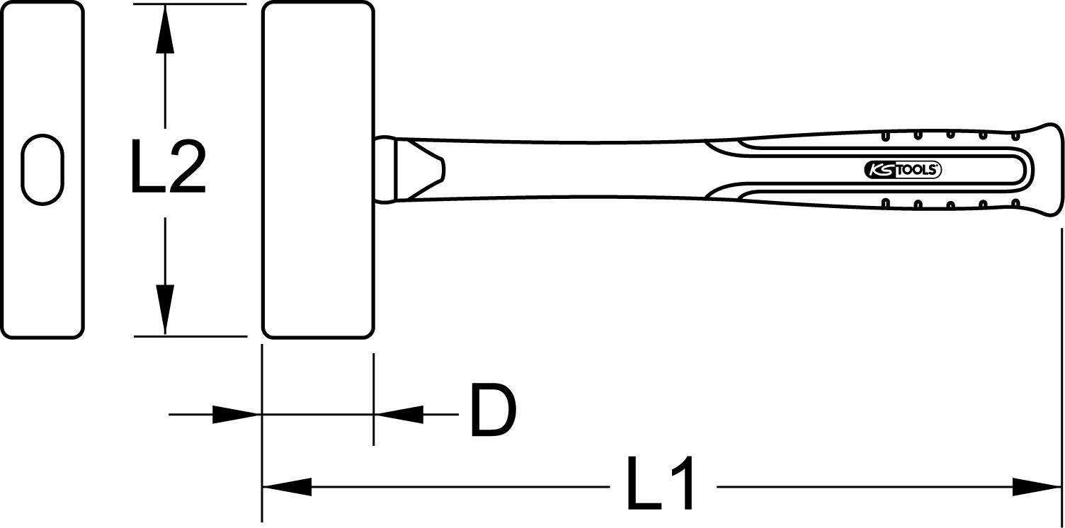 KS TOOLS BRONZEplus Fäustel 2500 g, mit Fiberglasstiel (963.2065)