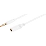 S/CONN maximum connectivity Smartphone-Tablet PC-Zubehör--Klinkenverlängerung, 4-pol. 3,5mm Stecker auf Buchse, vergoldete Kontakte, Stecker A.D. 6,2mm, weiß, 5,0m (33115)