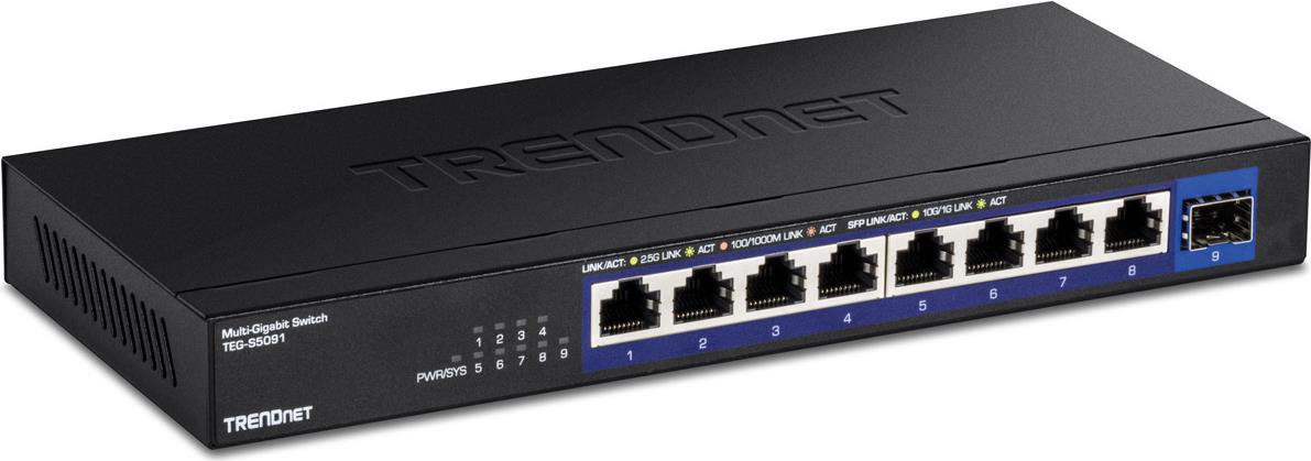 TRENDnet 9-Port 2.5G Unmanaged Switch with 10G SFP+ Port (TEG-S5091)