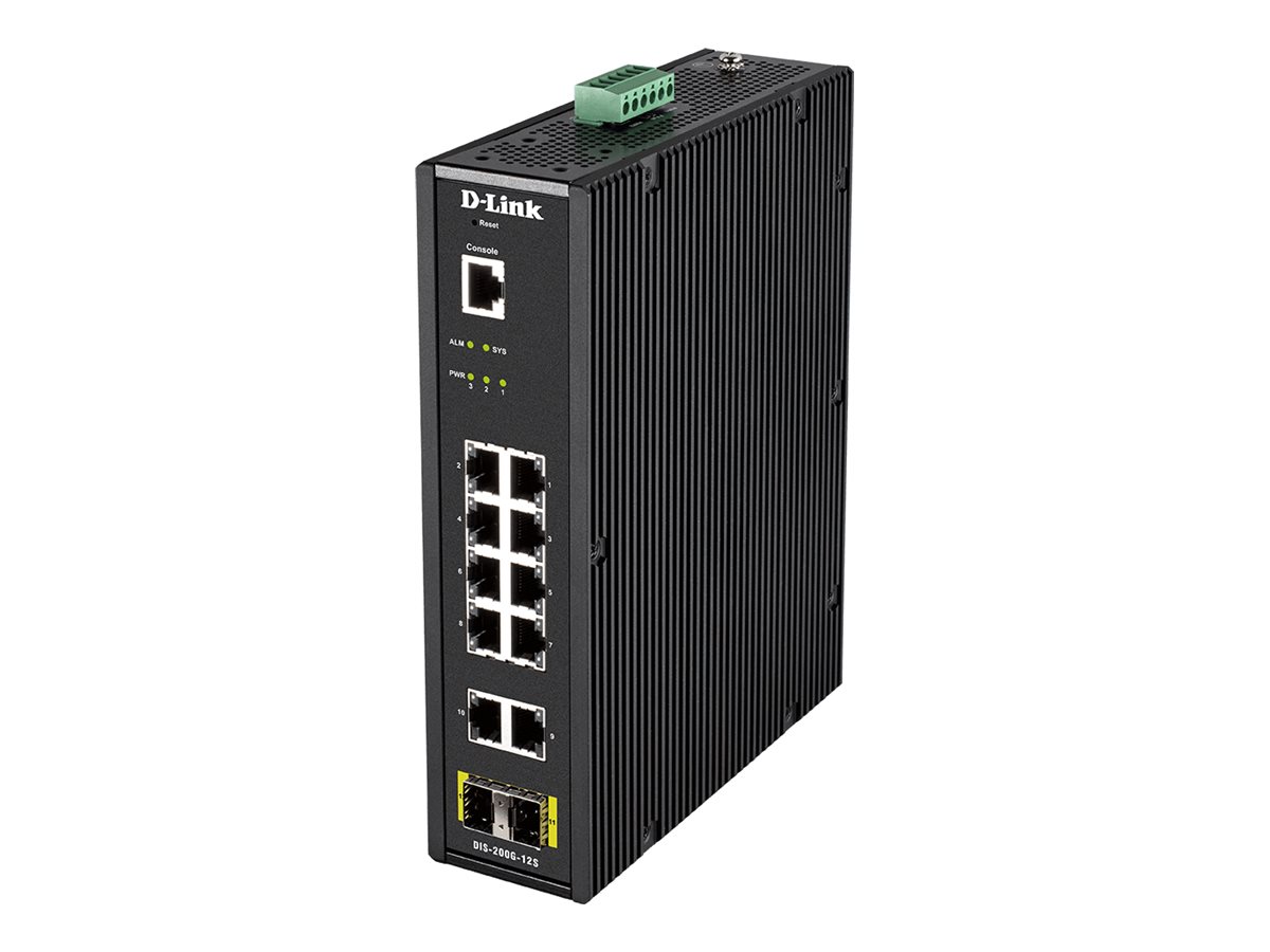 D-Link DIS-200G-12S Managed Industrie Switch, 12 Ports, Gigabit Ethernet, Schwarz