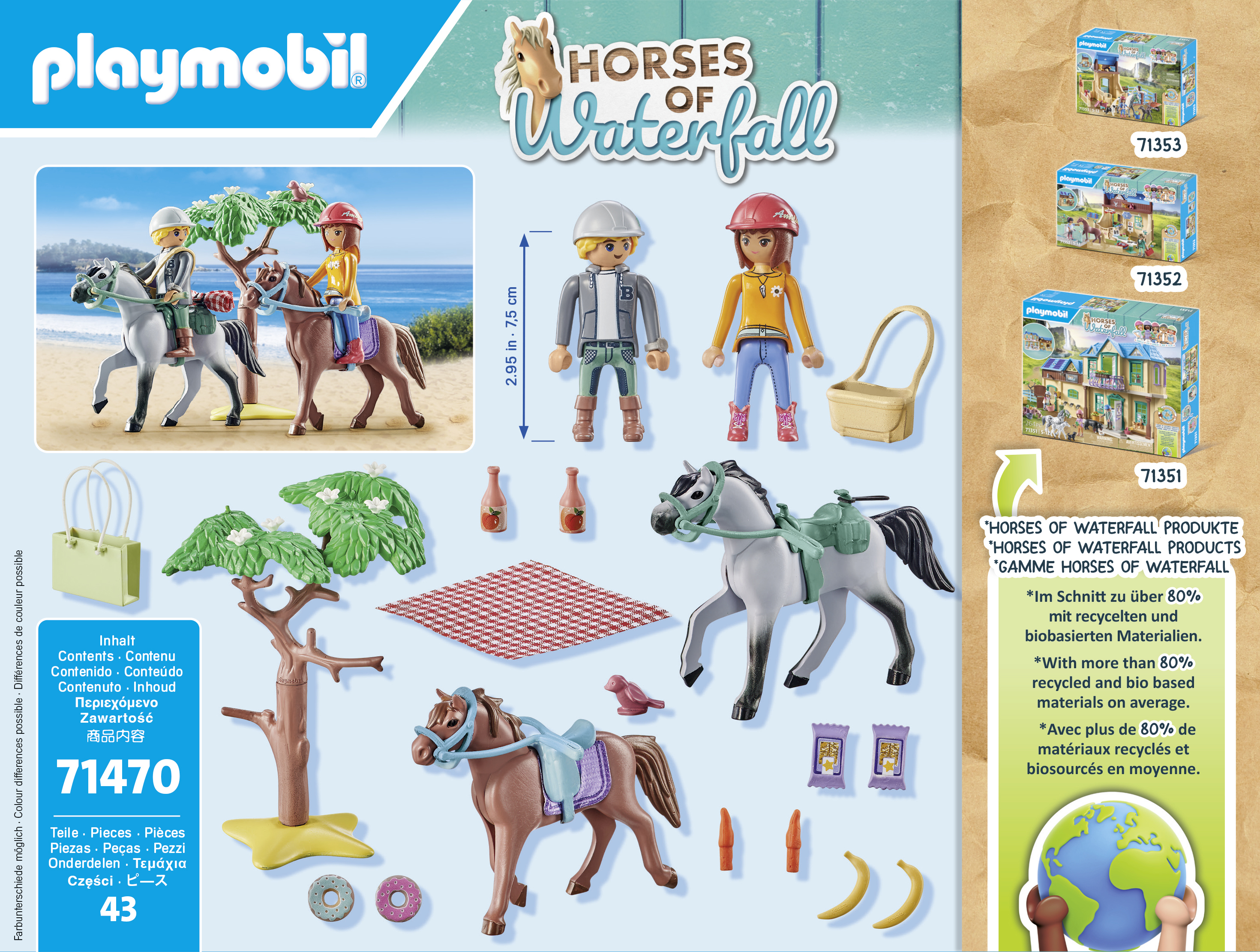 PLAYMOBIL 71470 Horses of Waterfall Reitausflug an den Strand mit Amelia und Ben, Mehrfarbig