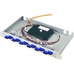 Telegärtner 48,30cm (19") LWL-Rangierverteiler BASIS eco 1HE, 6xSC-Duplex Kupplung, Keramikhülse, Kunststoffgehäuse, Farbe: blau; 12x E9/125, OS1, 2m, SC Faser-Pigtails; eingefärbt, spleißfertig abgesetzt (H02030D9008)