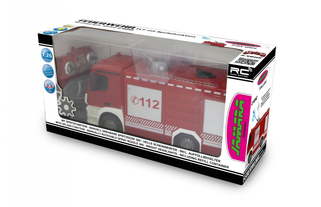 Jamara Fire Fighter TLF Mercedes-Benz Antos RC-Feuerwehrwagen 1:26 Elektromotor 2,4 GHz Rot, Weiß