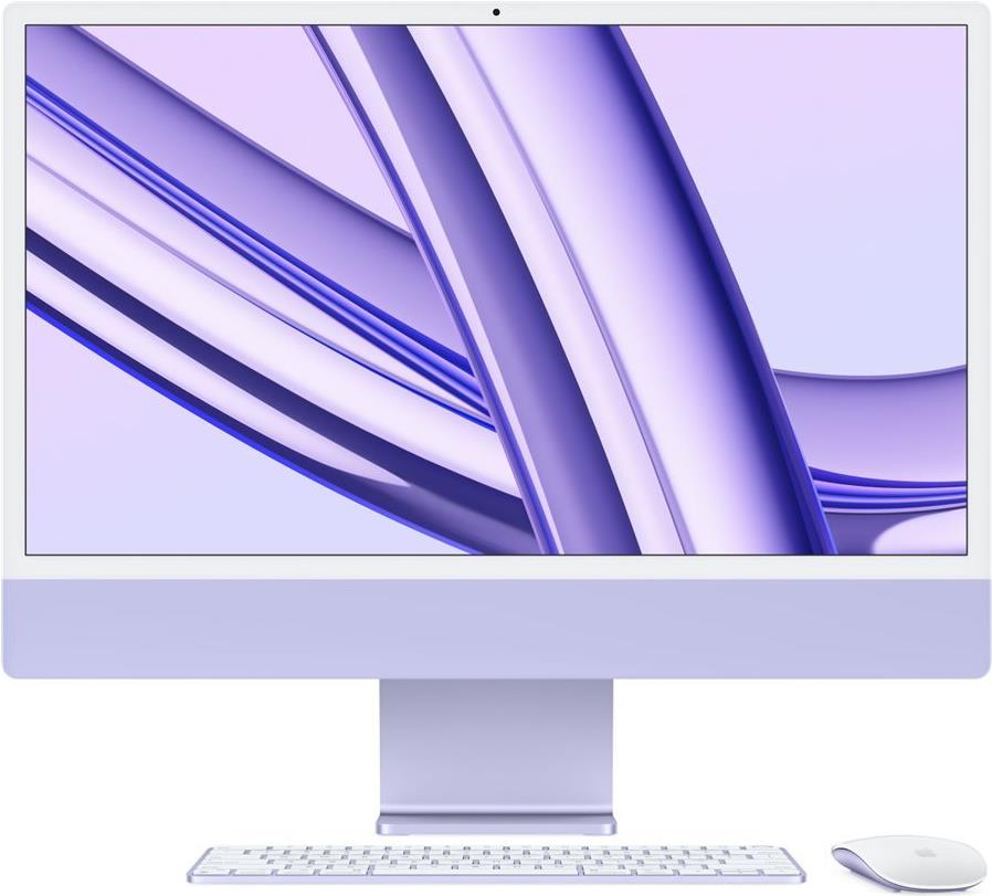 APPLE iMac Z19Q 59,62cm 23,5Zoll Apple M3 8C CPU/10C GPU/16C N.E. 16GB 512GB SSD Gbit Eth. MM MaKey TID DE - Violett (Z19Q-Z19QD/A-ASOG)