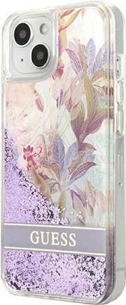 GUESS Hard Cover Flower Liquid Glitter Purple, für iPhone 13 Mini, GUHCP13SLFLSU (GUHCP13SLFLSU)