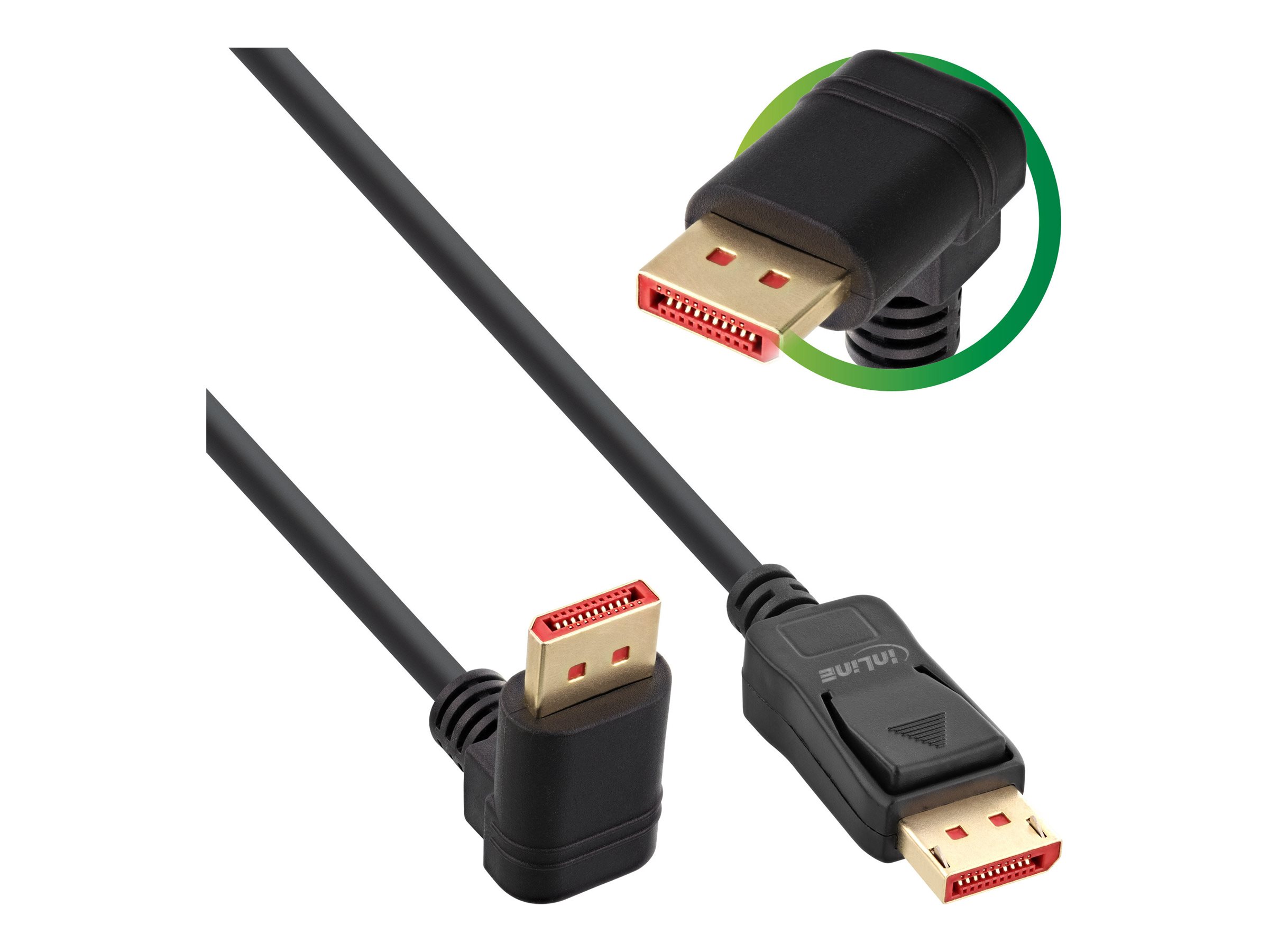InLine DisplayPort 1.4 Kabel DisplayPort Stecker gerade auf DisplayPort Stecker abgewinkelt 2 m 8K Schwarz