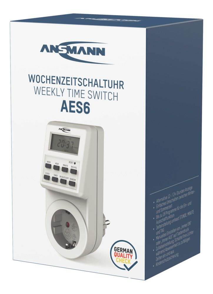 Ansmann AES6 Steckdosen-Zeitschaltuhr Digital 3680 W Weiß