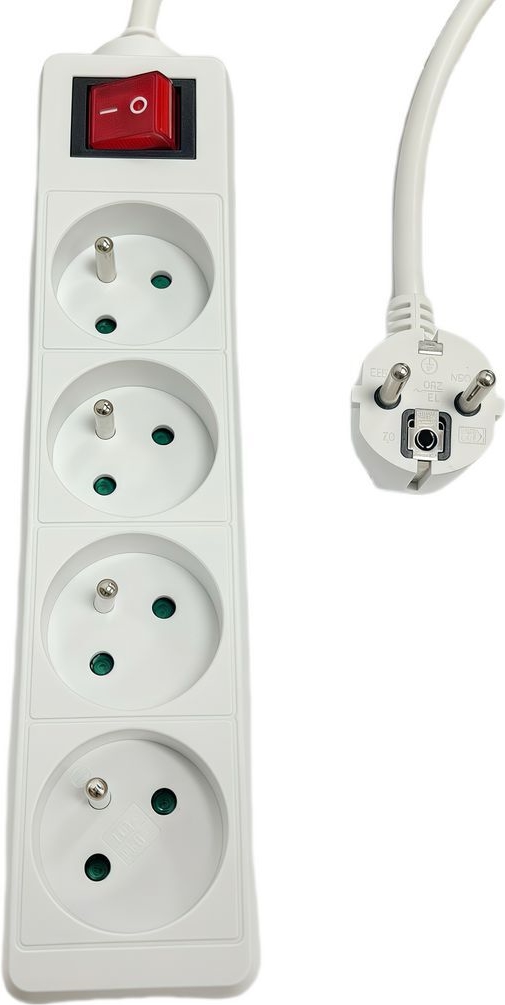 MicroConnect 4-way Power Strip on/off switch FR Type E 1.5m White - Steckdosenleiste (MC-PSOO040150FRW)