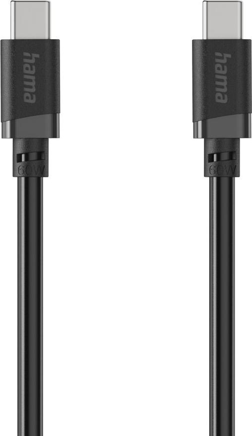Hama Ladekabel, USB-C - USB-C, 60 W, 1 m, Schwarz (00201806)