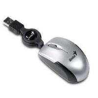 GENIUS Micro Traveler silver USB optisch 1200 DPI 3 Tasten Notebook Scroll Maus mit aufrollbarem Kabel 74 mm lang Farbe silber (31010100102)
