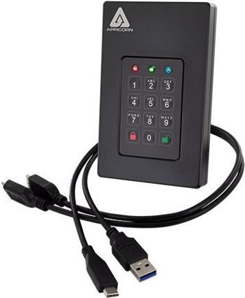 Apricorn Aegis Fortress L3 Externe Festplatte 4 TB USB 3.1 256-bit AES-XTS FIPS 140-2 Level 3 Schwarz