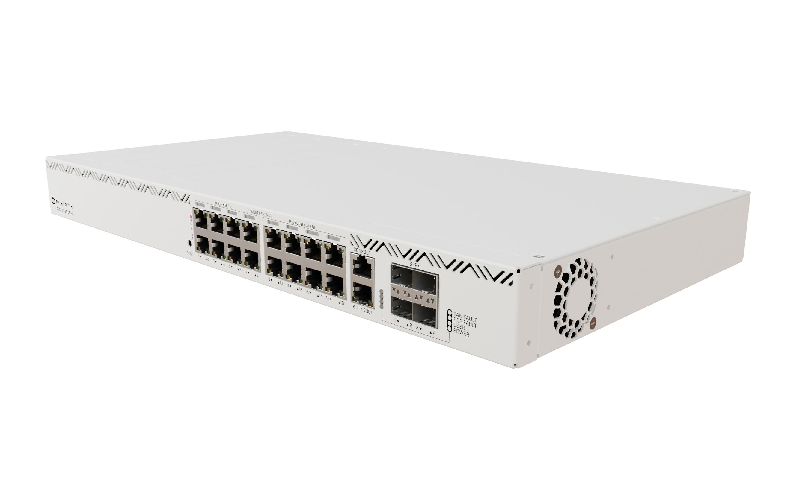 MikroTik CRS320-8P-8B-4S+RM PoE++ Smart Switch, 21 Ports (17x Gigabit + 4x 10G SFP+), Weiß