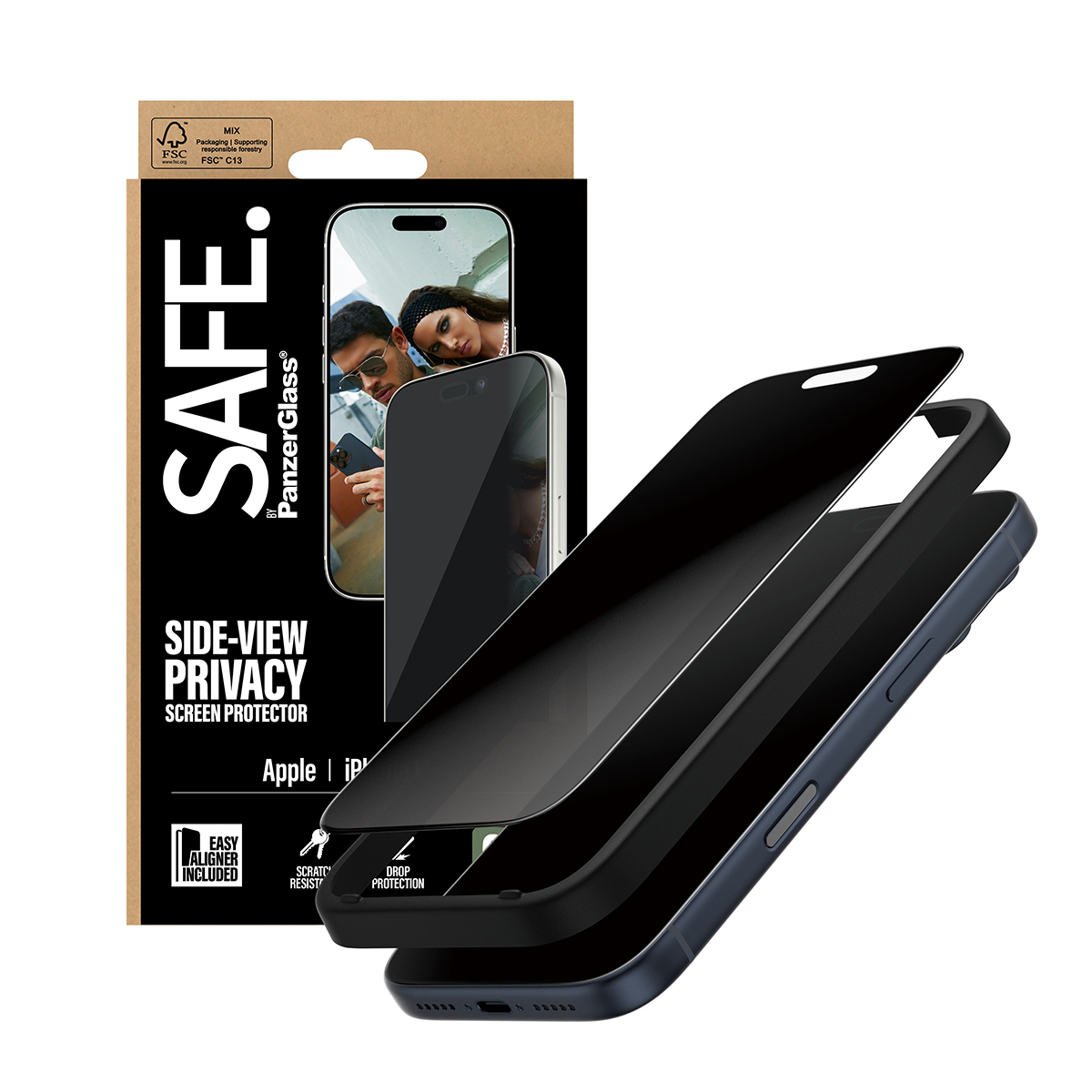 PanzerGlass SAFE. Privacy Displayschutz iPhone 17 Pro 6,3" Transparent