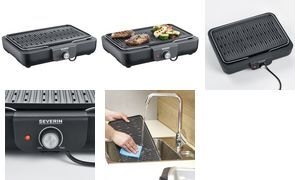 Severin PG 8556 Tischgrill mit Grillplatte 2300W schwarz (PG 8556)