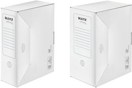LEITZ Archiv-Schachtel Infinity, weiß, säurefrei (B)100 mm für Format DIN A4+, mit Verschlusslasche, aus 100% säure- - 10 Stück (6089-00-00)