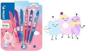 PILOT Tintenroller FRIXION BALL 07 Fancy Winter, 6er Blister Sonderedition Sweet Paradise, Strichfarbe: blau, patentierte - 1 Stück (BLI459521)