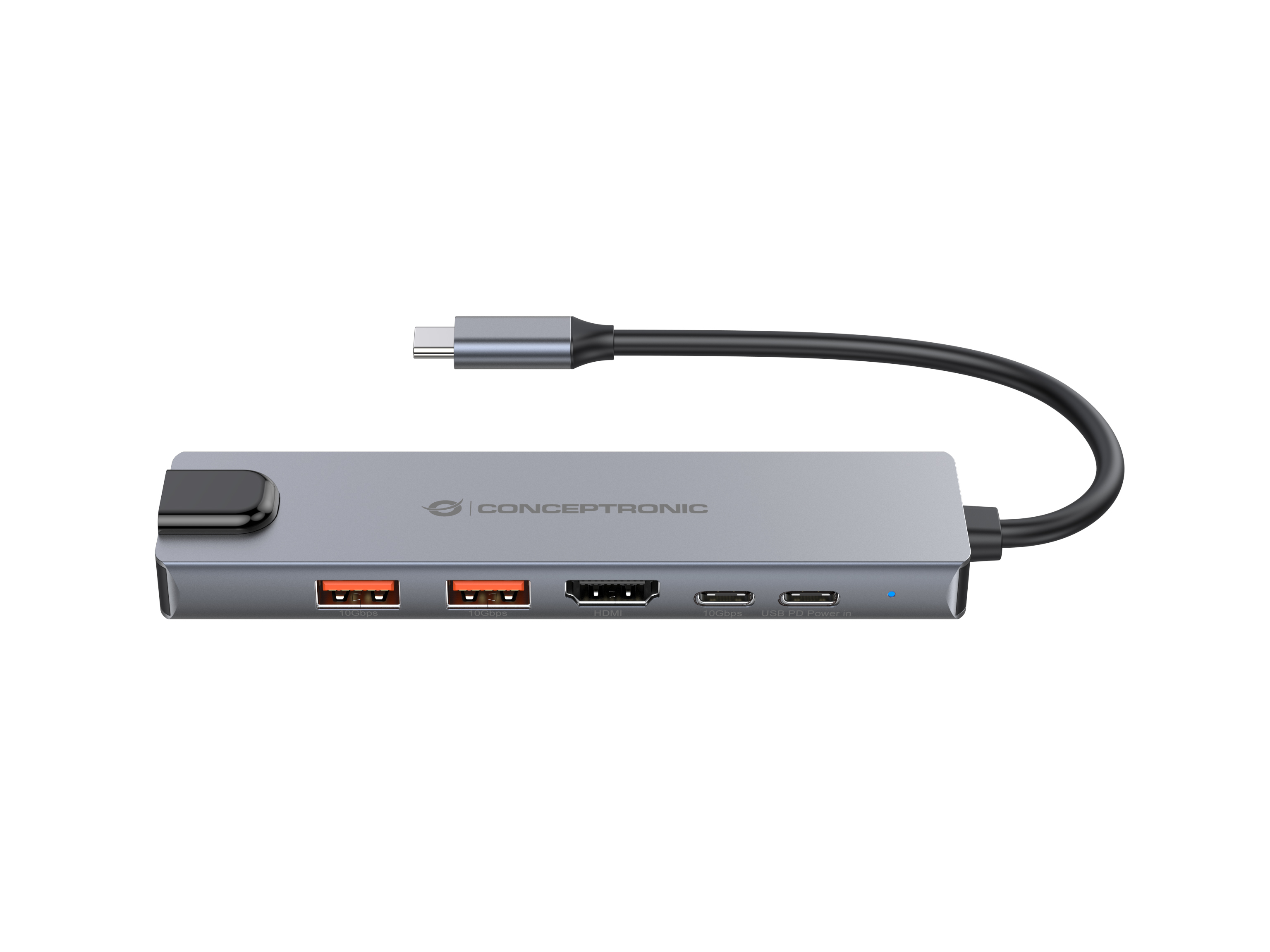 Conceptronic DONN29G 6-in-1 Dockingstation HDMI 4K60Hz 140W Grau