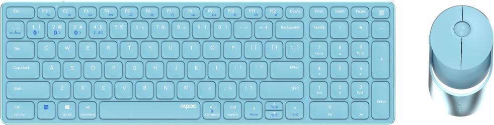 Rapoo 9750M Tastatur Maus enthalten RF Wireless + Bluetooth QWERTZ Deutsch Blau (00215378)