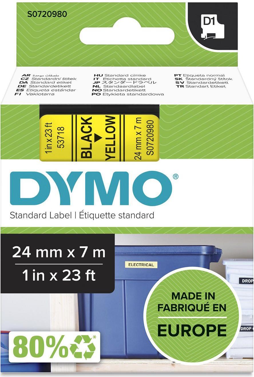 DYMO D1 Etikettenband 24 mm x 7 m Schwarz auf Gelb