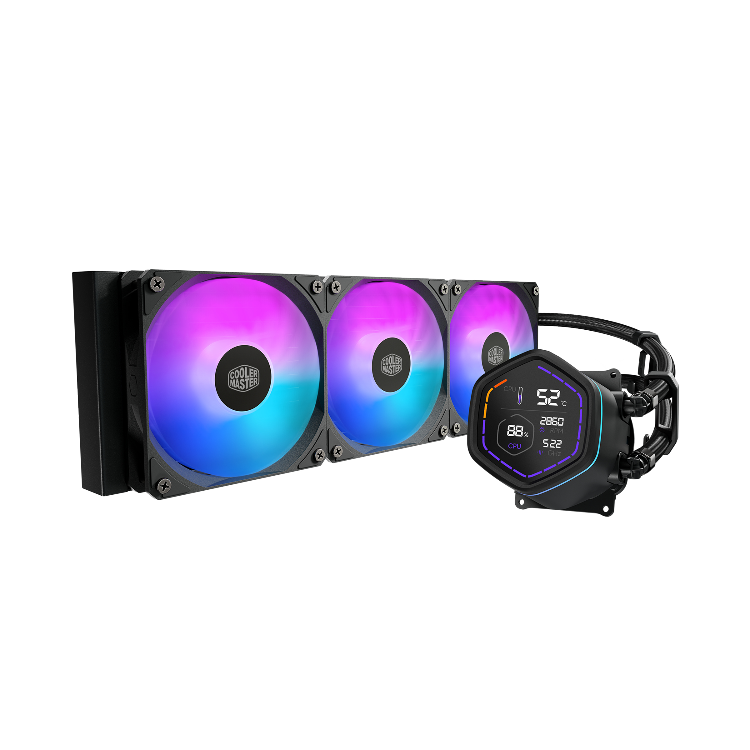 Cooler Master MasterLiquid Core Nex Digital 360 ARGB Prozessor-Flüssigkeitskühlsystem 360 mm Schwarz