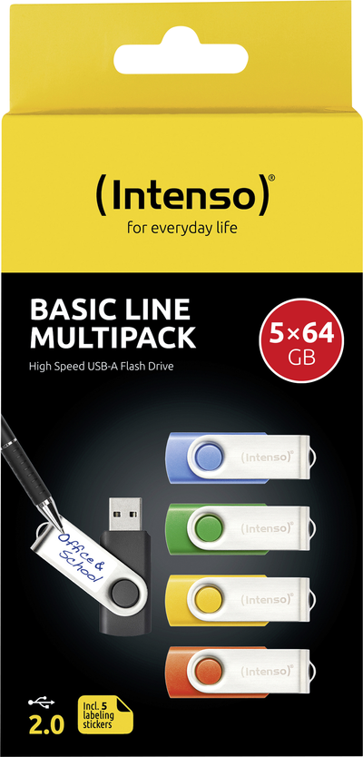 Intenso Basic Line USB Typ-A 2.0/s Drehring Schwarz Blau Grue... (3503595)