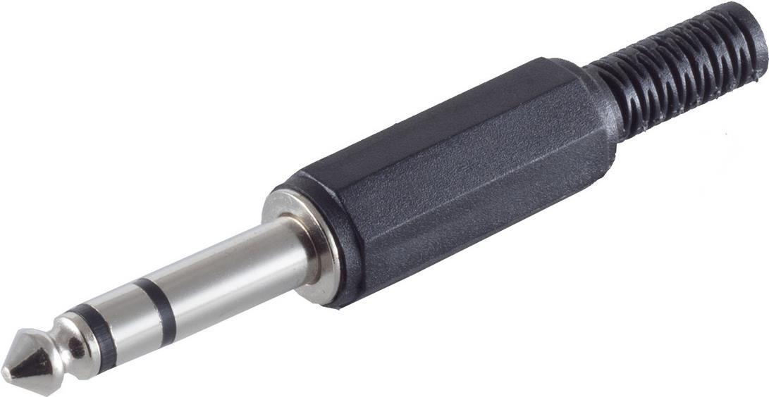 shiverpeaks BASIC-S 6,3 mm Klinkenstecker, stereo 3-polig, Kunststoffgehäuse, im Polybeutel mit Eurolochung (BS50100)