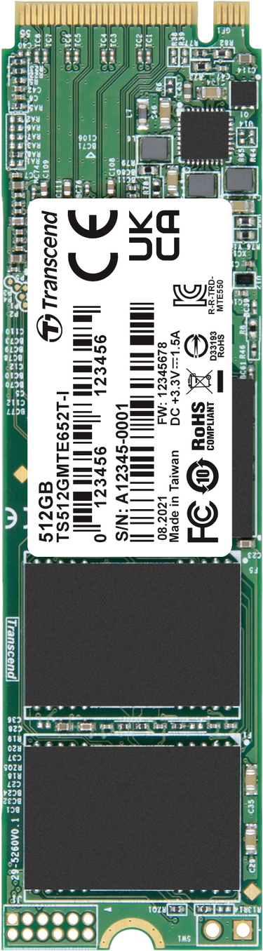 Transcend MTE652T-I M.2 512 GB PCI Express 3.1 NVMe 3D NAND (TS512GMTE652T-I)