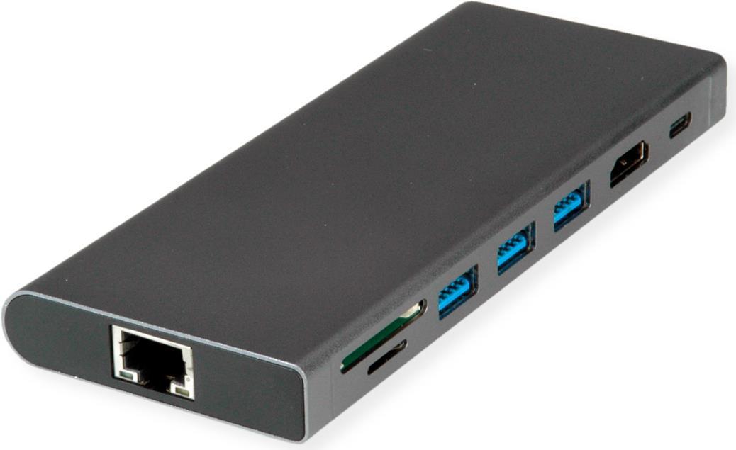 VALUE USB-C Dock HDMI+GbE+3xA+1xC+ 1xTF/SD+1xC PD 1x Audio 4K (12.99.1138)