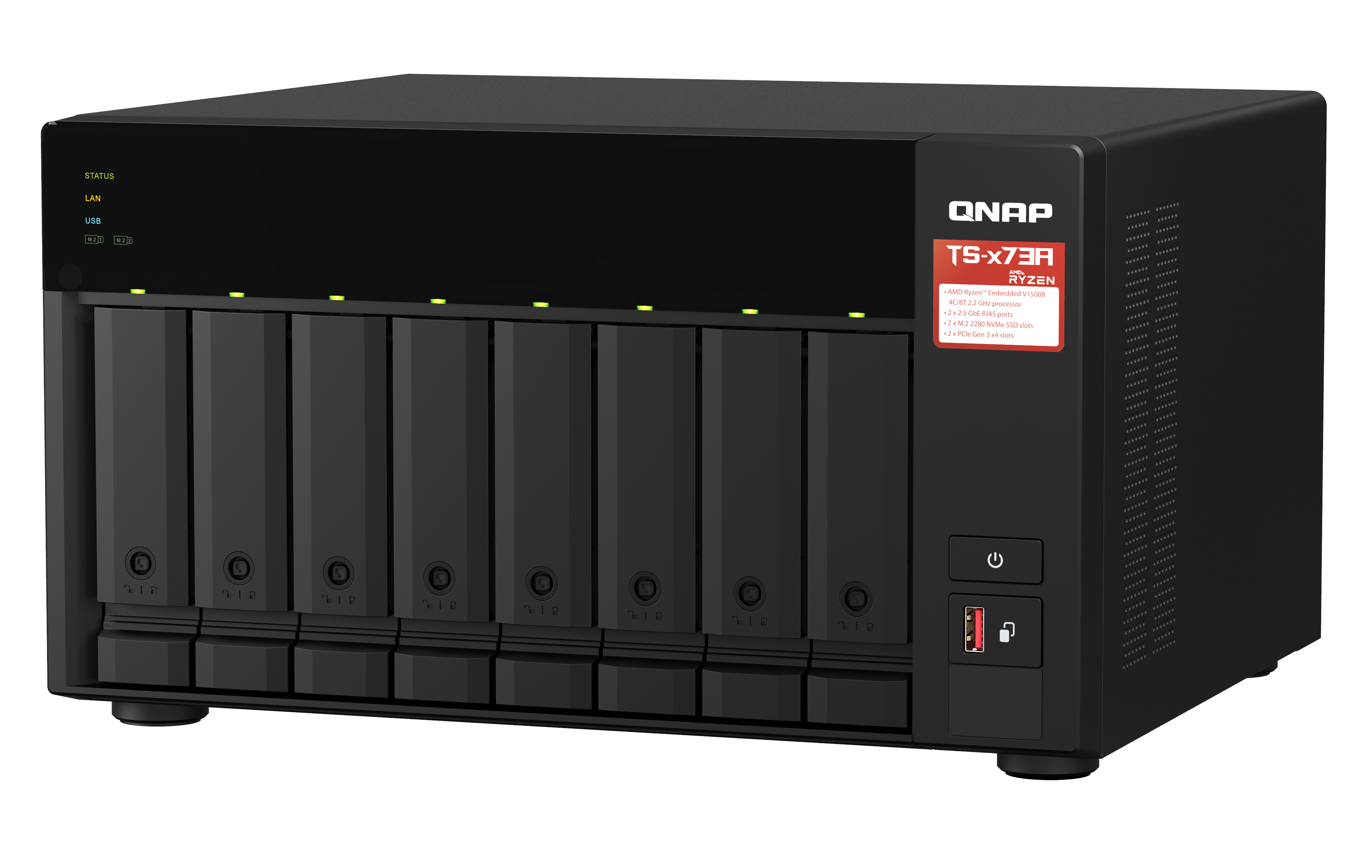 QNAP TS-873A NAS-Server 8 GB RAM 8 Schächte mit QSW-1105-5T Switch Schwarz