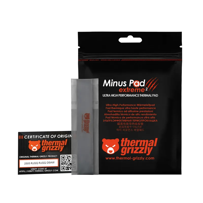 Thermal Grizzly Minus Pad Extreme 2 Wärmeleitpad 120x20x0,5 mm 2 Stück Grau