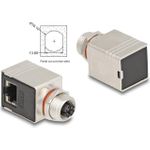 Delock M12 Adapter X-kodiert 8 Pin Buchse zu RJ45 Cat.6A STP geschirmt 90° (60088)