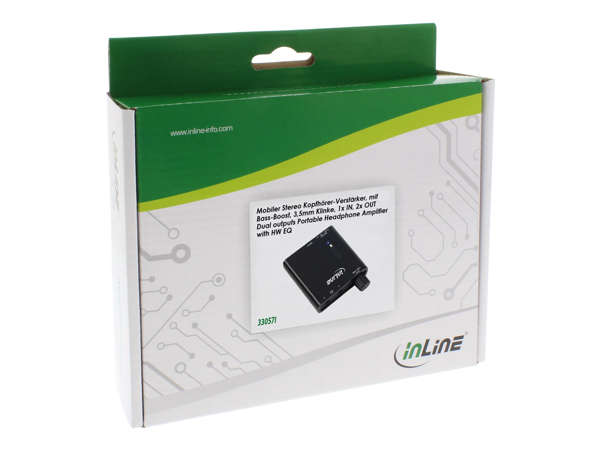 InLine® Mobiler Stereo Kopfhörer-Verstärker mit Bass-Boost, 3,5mm Klinke, Schwarz