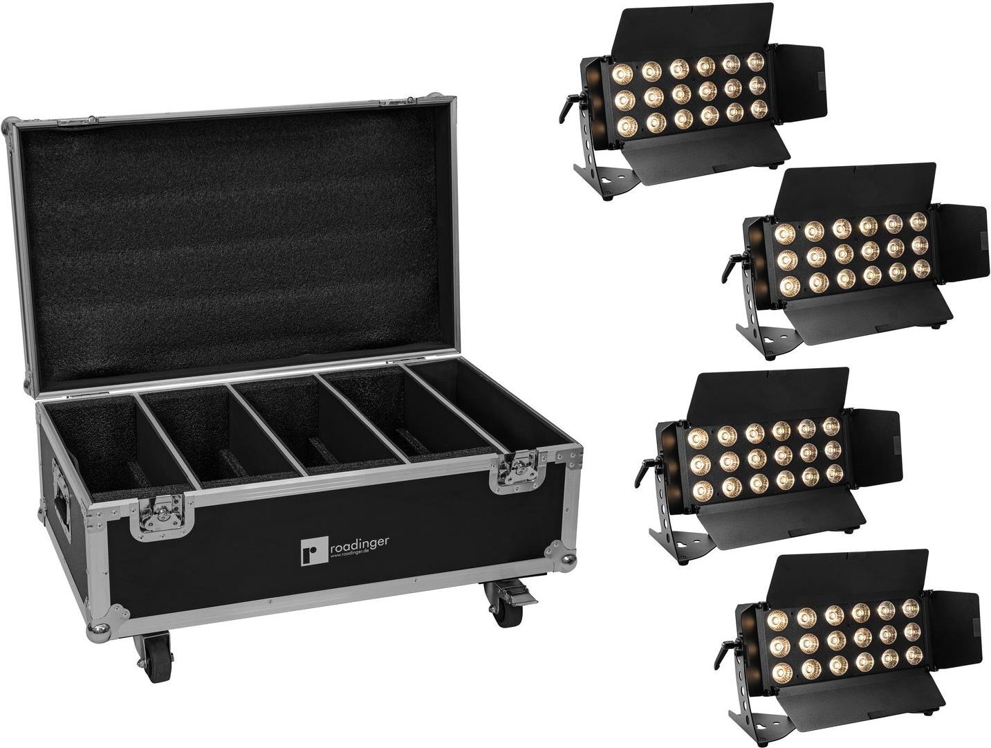 EUROLITE Set 4x LED CLS-18 QCL RGB/WW 18x7W + Flightcase mit Rollen (20001036)