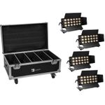 EUROLITE Set 4x LED CLS-18 QCL RGB/WW 18x7W + Flightcase mit Rollen (20001036)