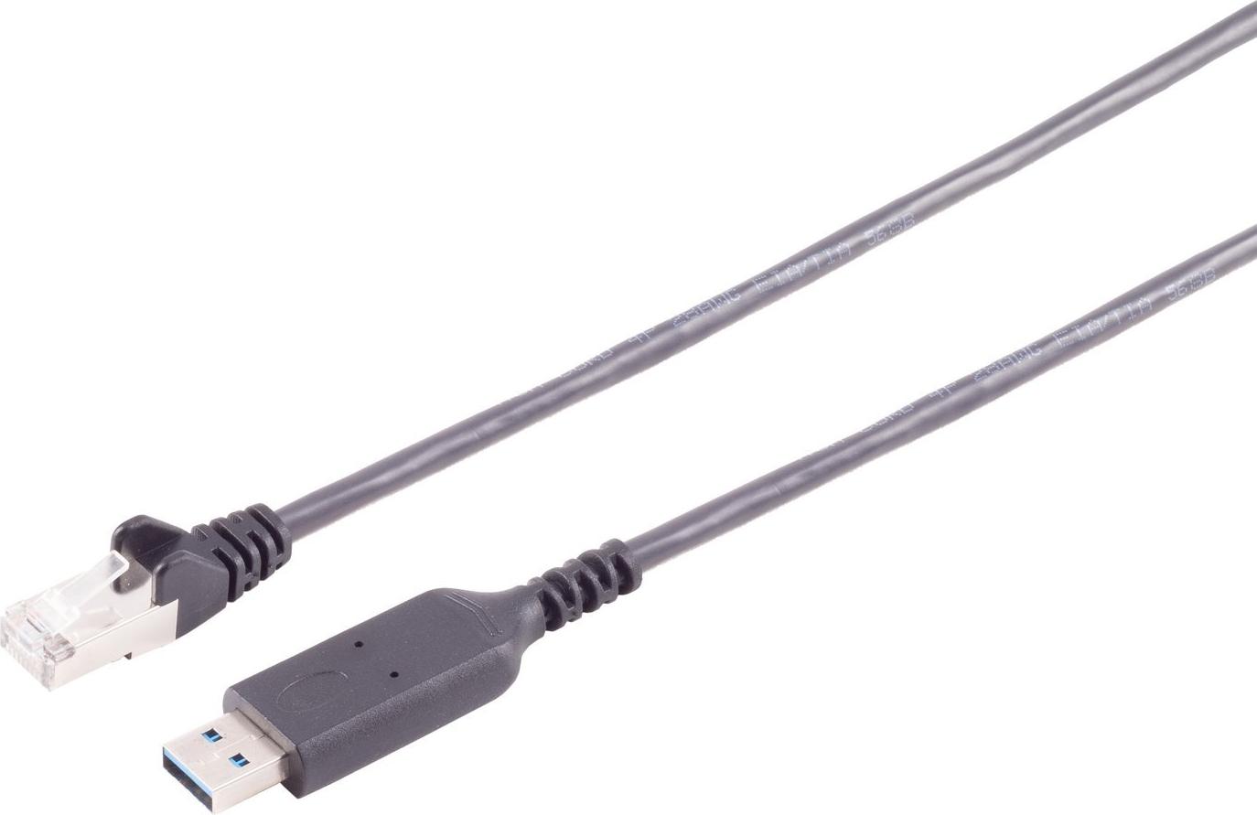 S/CONN maximum connectivity USB-A LAN Adapterkabel 1G, USB Typ A Stecker auf RJ45, PVC, schwarz, 3m (13-52045)