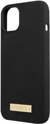 GUESS Hard Cover Silicone Logo Plate MagSafe Black, for iPhone 13 Mini, GUHMP13SSPLK (GUHMP13SSPLK)