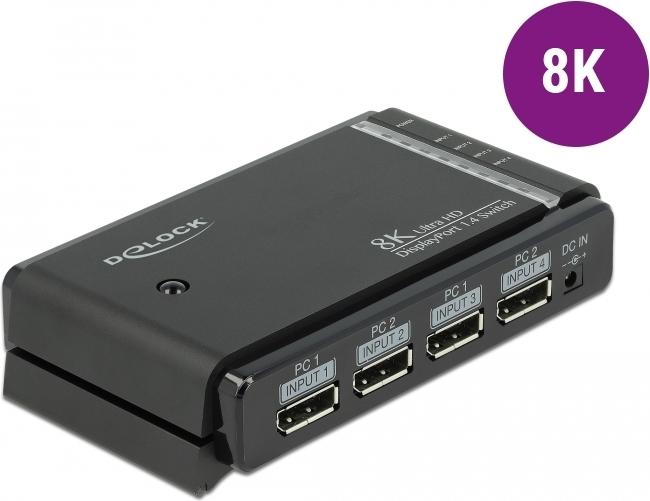 DeLOCK DisplayPort 1,4 Switch 2 x 2 DisplayPort in to 1 x 2 DisplayPort out 8K (87750)