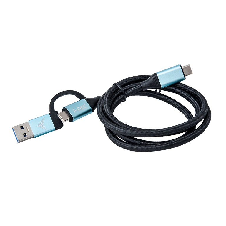 i-Tec USB-C auf USB-C Kabel mit USB 3.0 Adapter 1 m USB 3.1 Gen 2 Schwarz