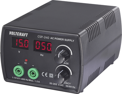 VOLTCRAFT CSP-240 Labornetzgerät, einstellbar Wechselspannung 1 - 15 V/AC 1.5 A (max.) 22.5 W Frequenzregelung Anzahl Ausgänge 1 x (VC-17192765)