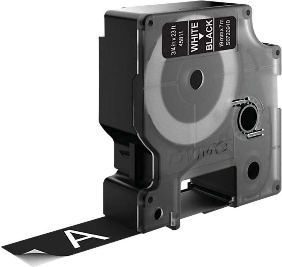Dymo D1 Etikettenband 19 mm x 7 m Weiß auf Schwarz